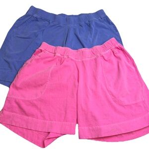 Fresh Produce Pull On Shorts 1X Lot Of Two Pink And Periwinkle Cotton USA Made